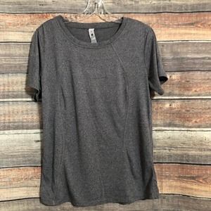 Lululemon Womens Size 12 Gray Black Marled Short Sleeve Top